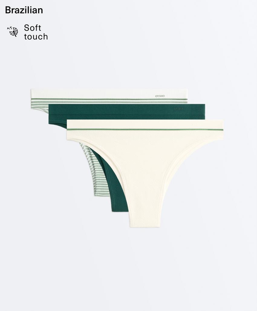 3 трусов бразильяно из смесового полиамида пике