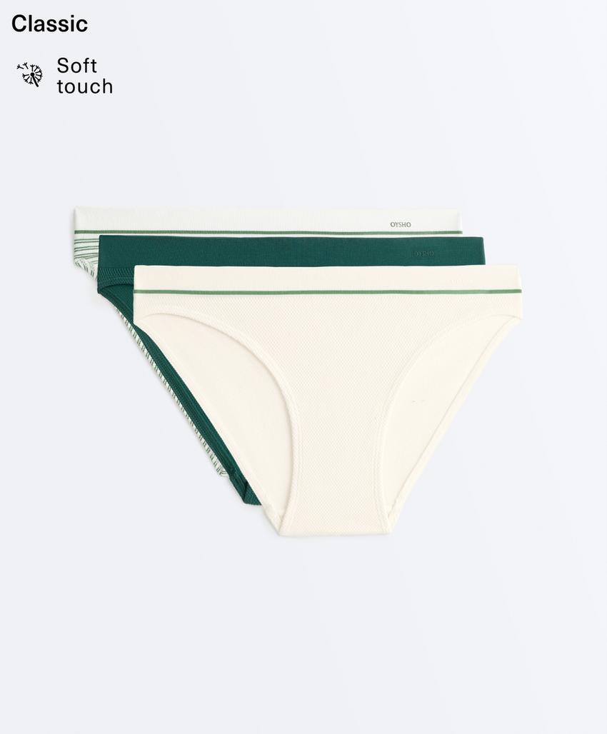 3 классических трусов пике из смесового полиамида