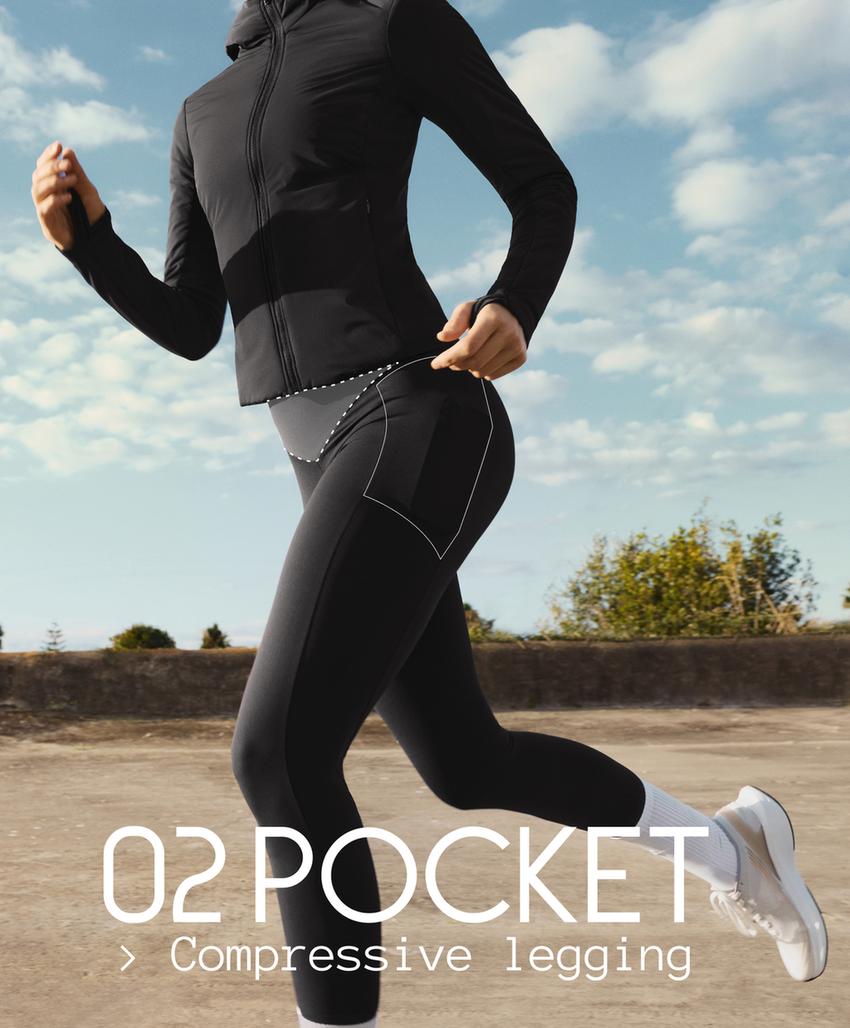 Леггинсы высокой посадки до середины голени с карманом