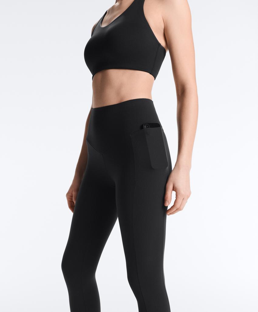 Леггинсы высокой посадки до середины голени с карманом