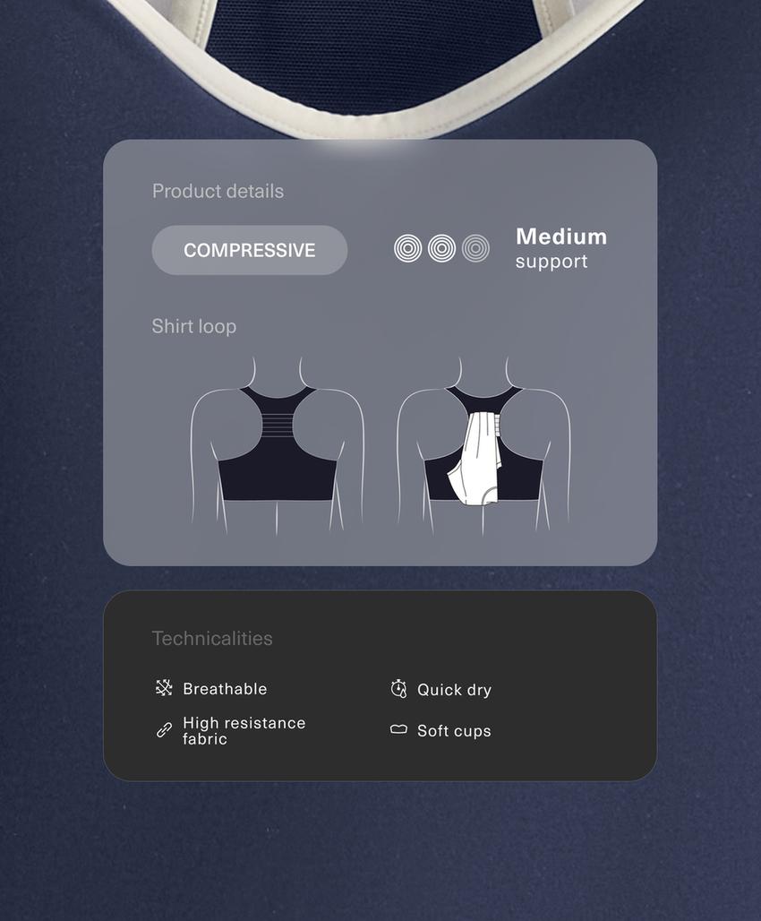 Спортивный топ средней степени поддержки с резиновыми вставками