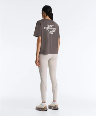 BOXY COTTON BLEND T-SHIRT WITH SLOGAN- Заказать в России