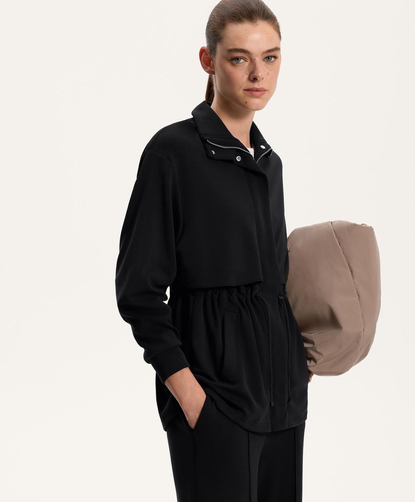 Длинный мягкий пиджак с модалом и карманами