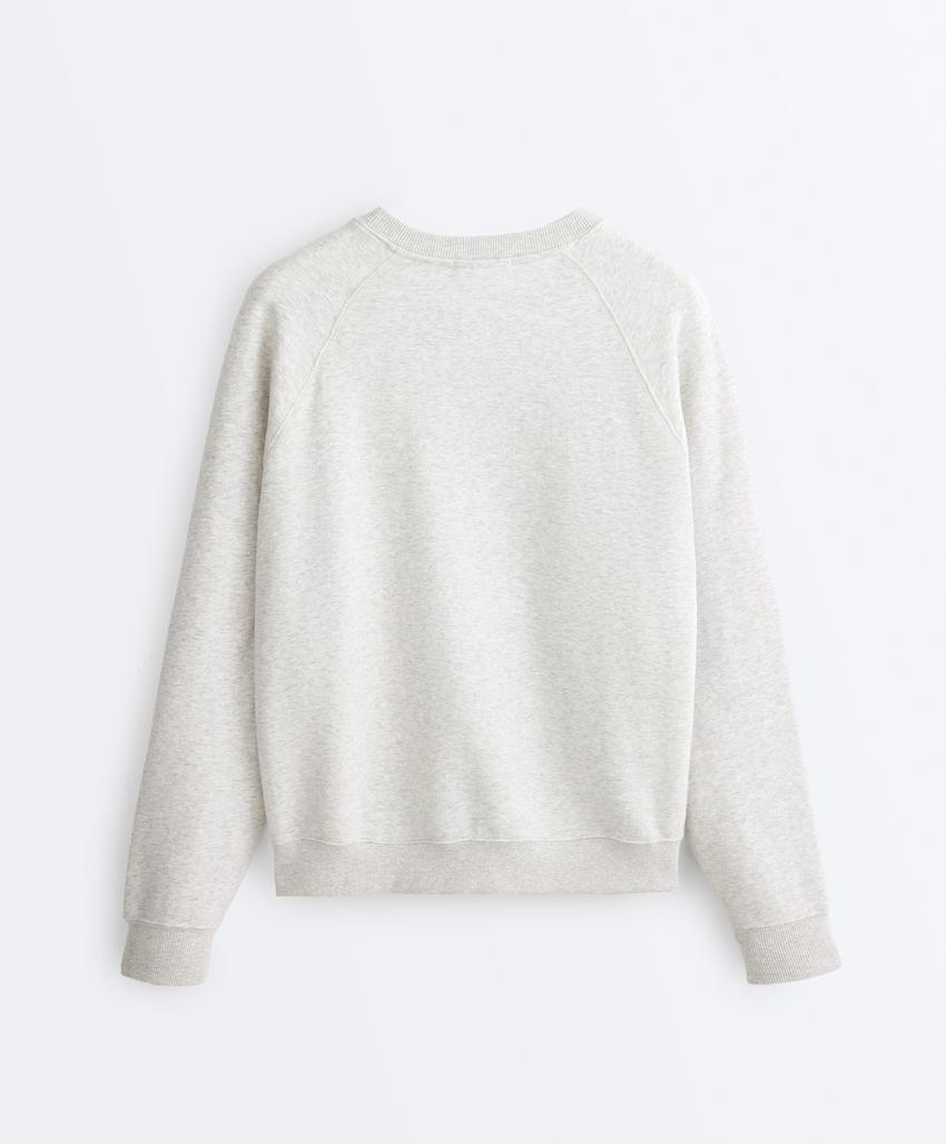 Свитшот с круглым воротом из меланжевого плюша