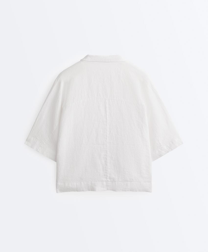 Просторная рубашка из 100% льна короткого рукава