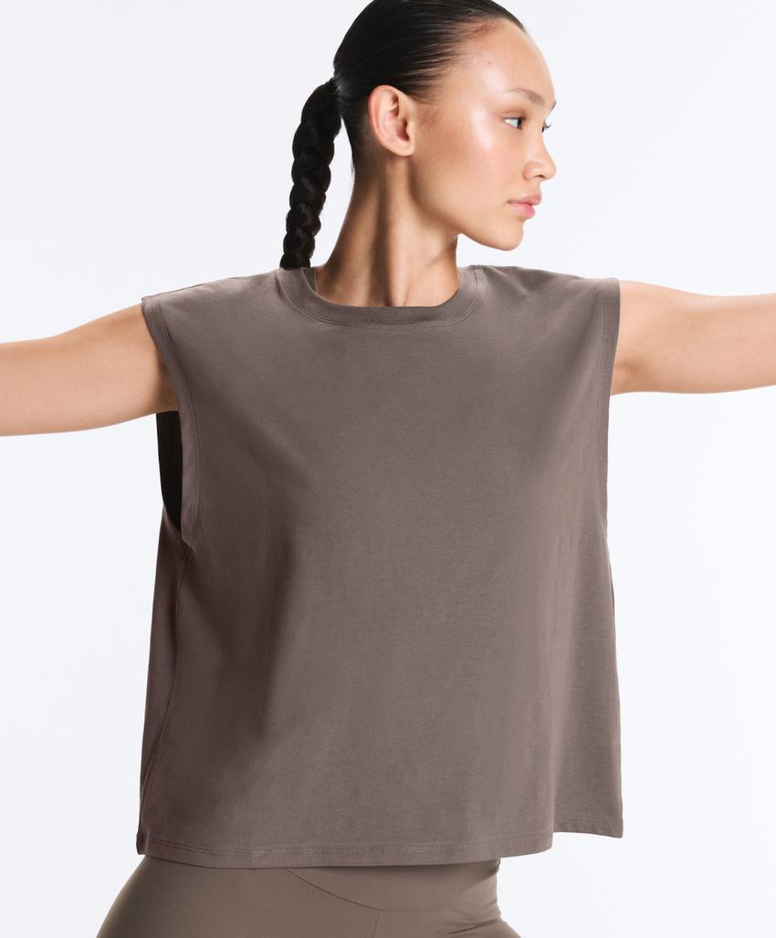 Хлопковый рукавов футболка без рукавов