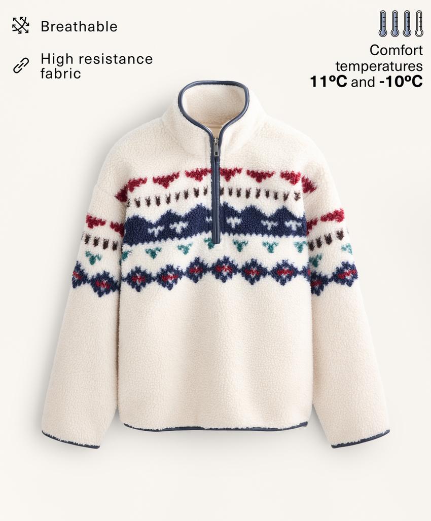 Толстовка из искусственного меха с геометрическим узором