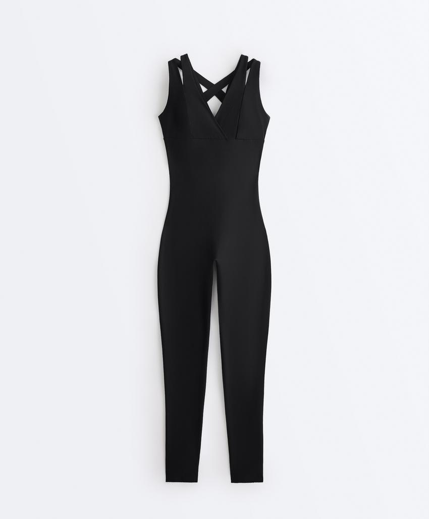 Компрессионный длинный комбинезон с двойными лямками