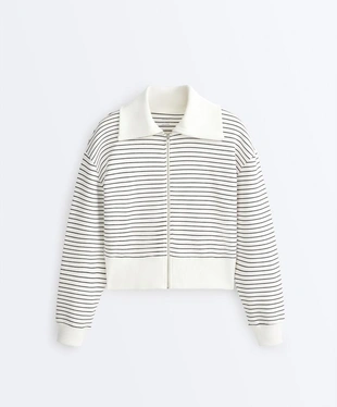 Куртка в полоску с воротником RIB из хлопка- Заказать в России