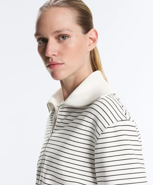 Куртка в полоску с воротником RIB из хлопка- Заказать в России