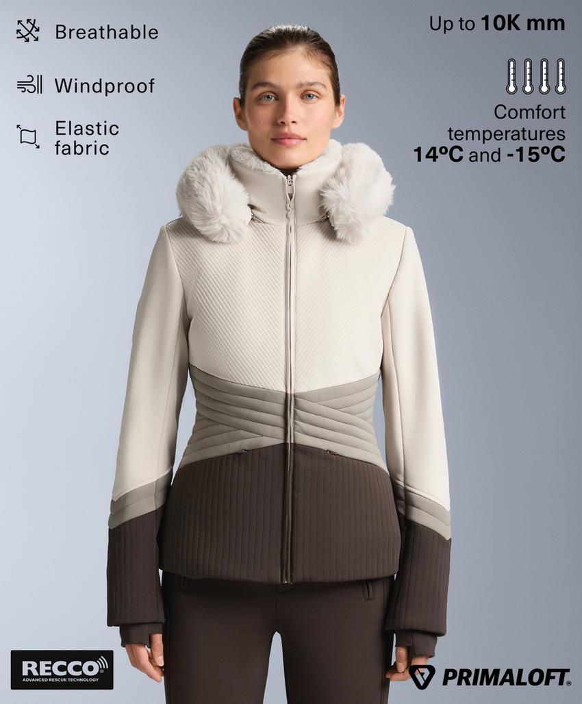 Суперплотная водонепроницаемая куртка для горных лыж с цветными блоками из прималофта®