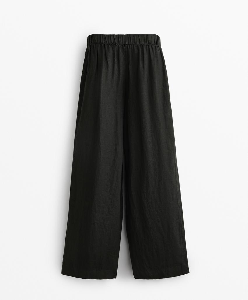 Широкие штаны прямого кроя из 100% льна с перекрестным завязыванием в стиле саронг