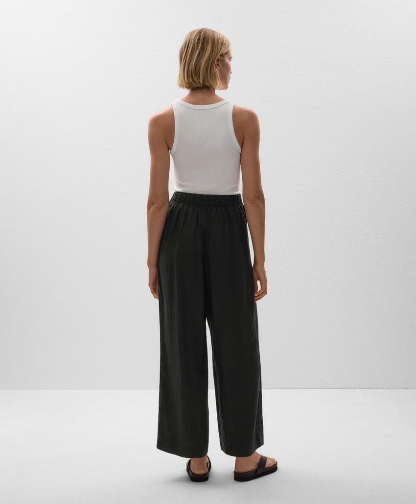 Широкие штаны прямого кроя из 100% льна с перекрестным завязыванием в стиле саронг