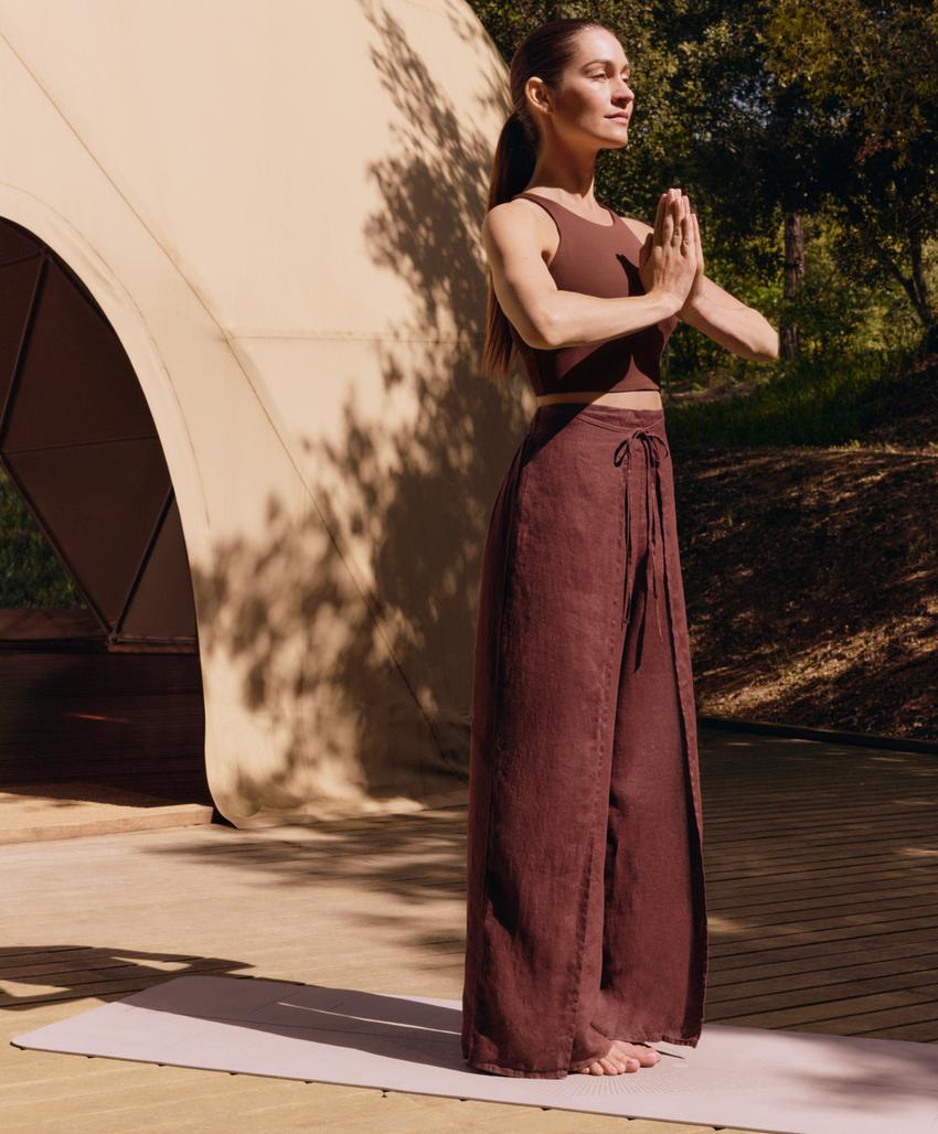 Штаны прямого кроя с двойным слоем из 100% льна