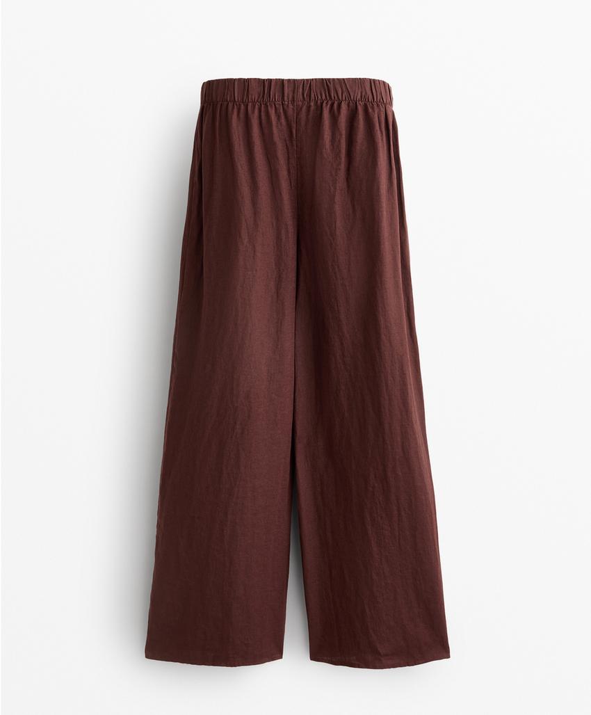 Штаны прямого кроя с двойным слоем из 100% льна