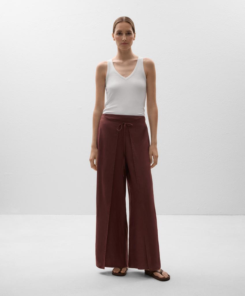 Штаны прямого кроя с двойным слоем из 100% льна