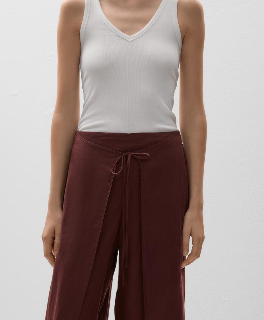 Штаны прямого кроя с двойным слоем из 100% льна