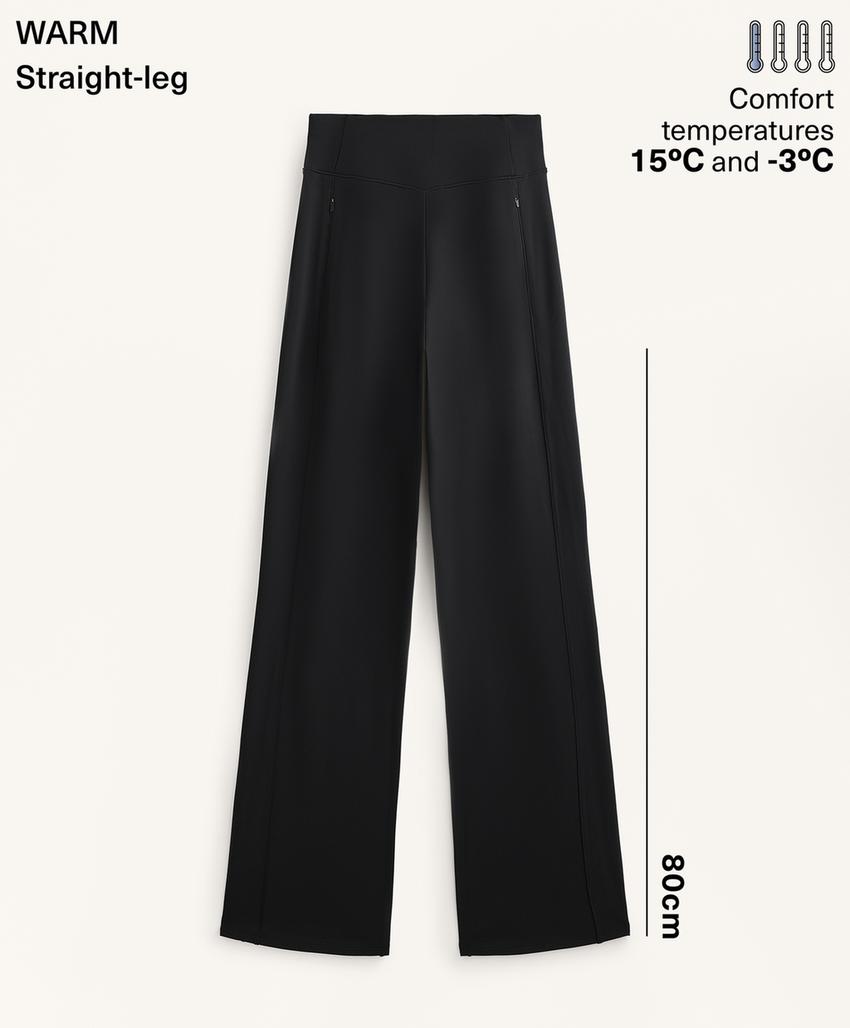 Теплые прямые брюки с высокой посадкой