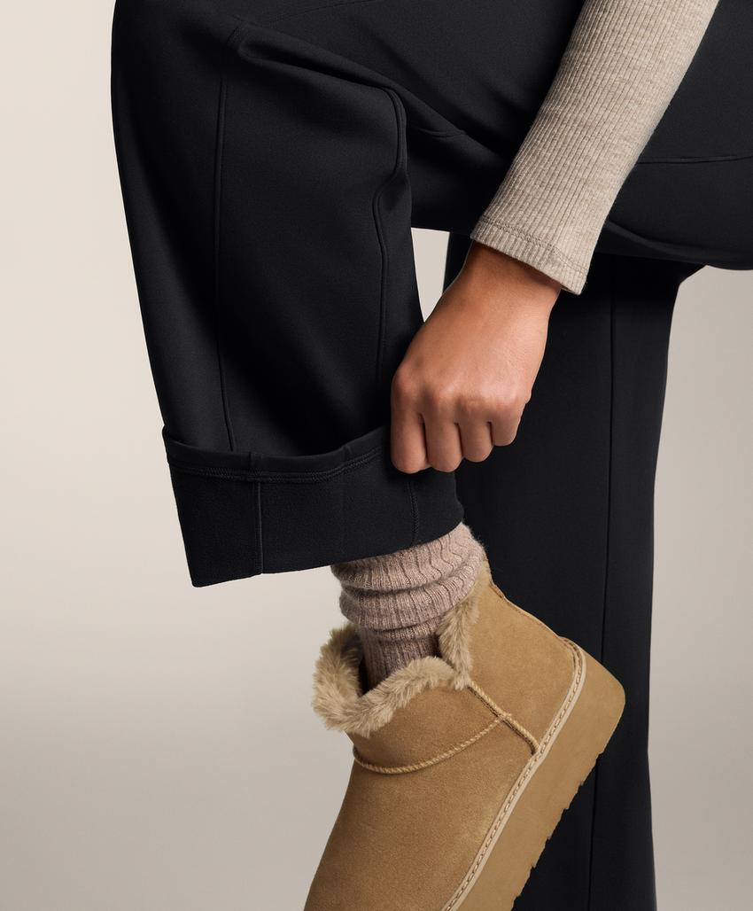 Теплые прямые брюки с высокой посадкой