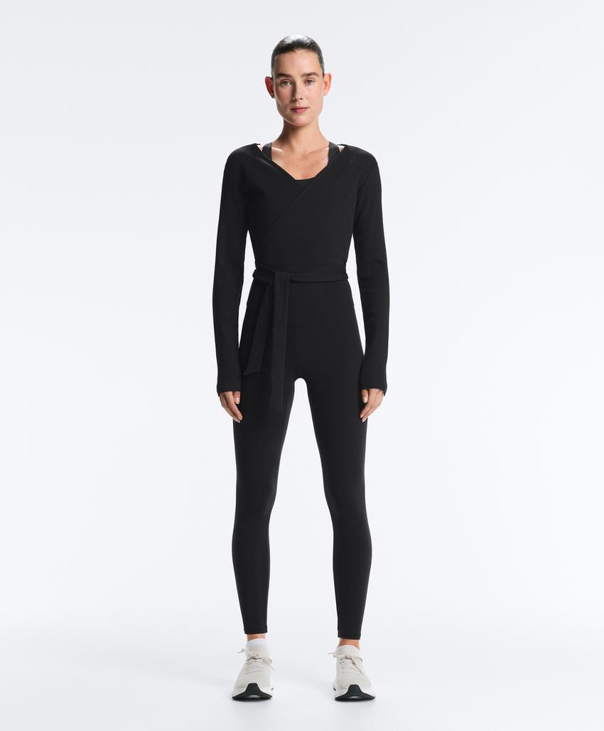 Топ на запах из смесового хлопка в рубчик