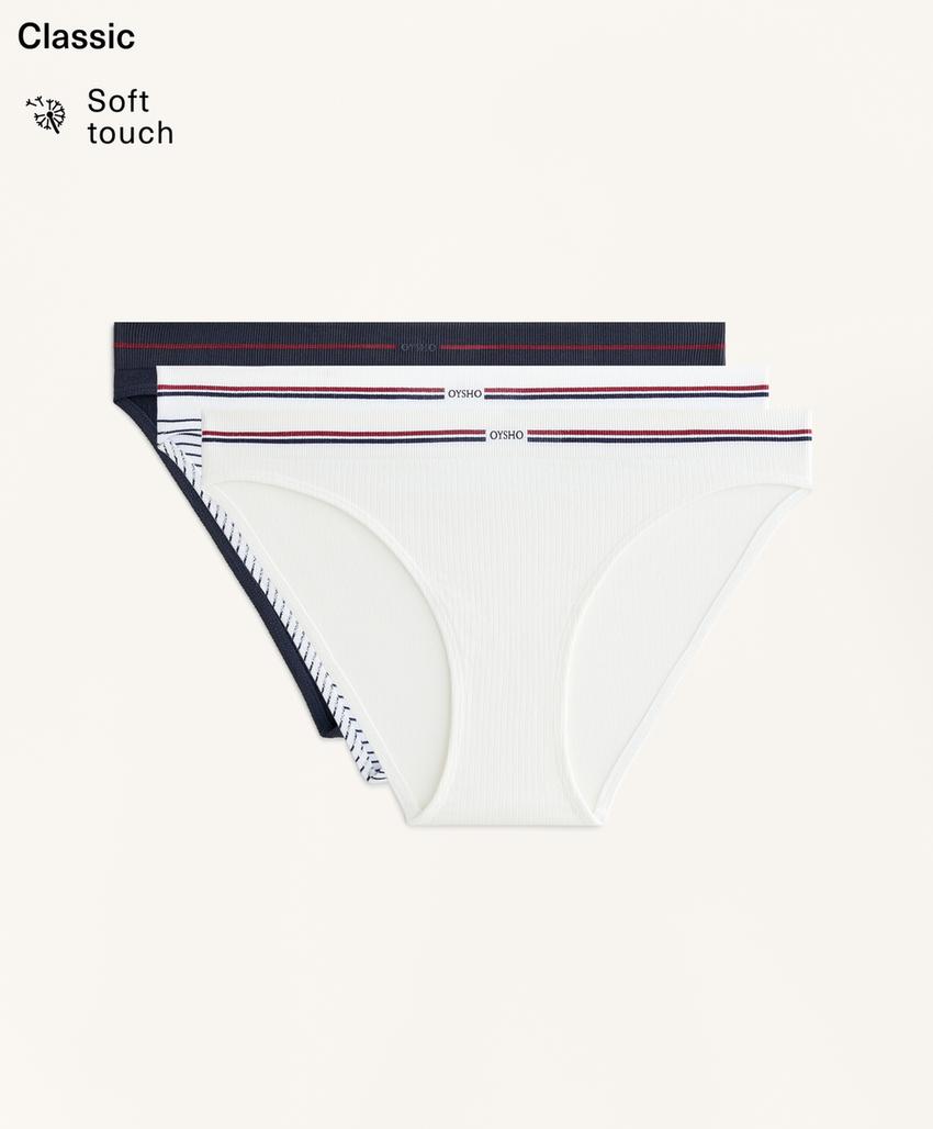 3 классических бесшовных трусов Seamless Rib Soft Touch