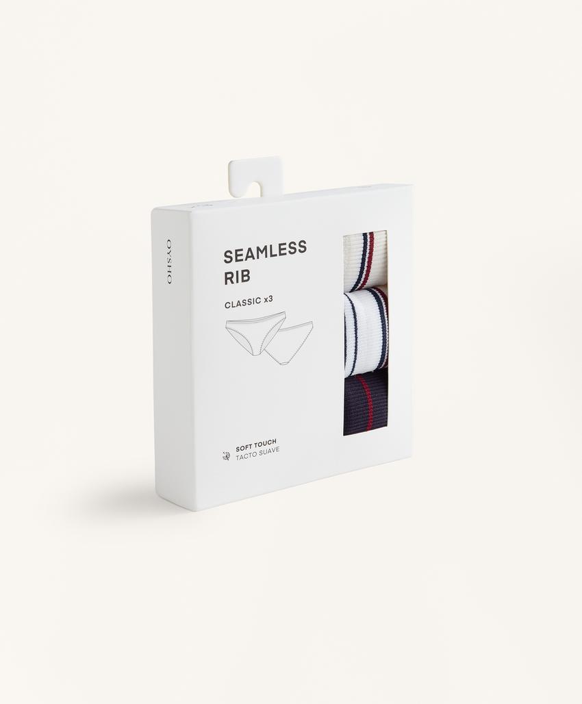 3 классических бесшовных трусов Seamless Rib Soft Touch