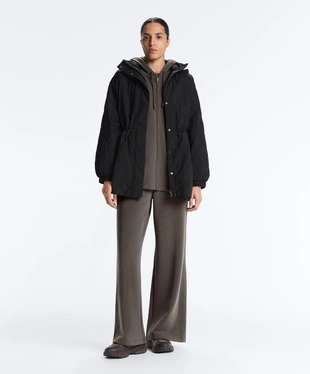 Длинная куртка с капюшоном и деталями из ребристого материала и футера- Заказать в России