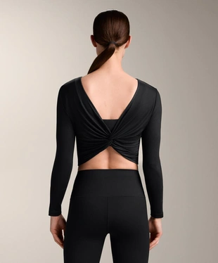 Футболка с длинным рукавом и узлом из смесового лиоцелла- Заказать в России