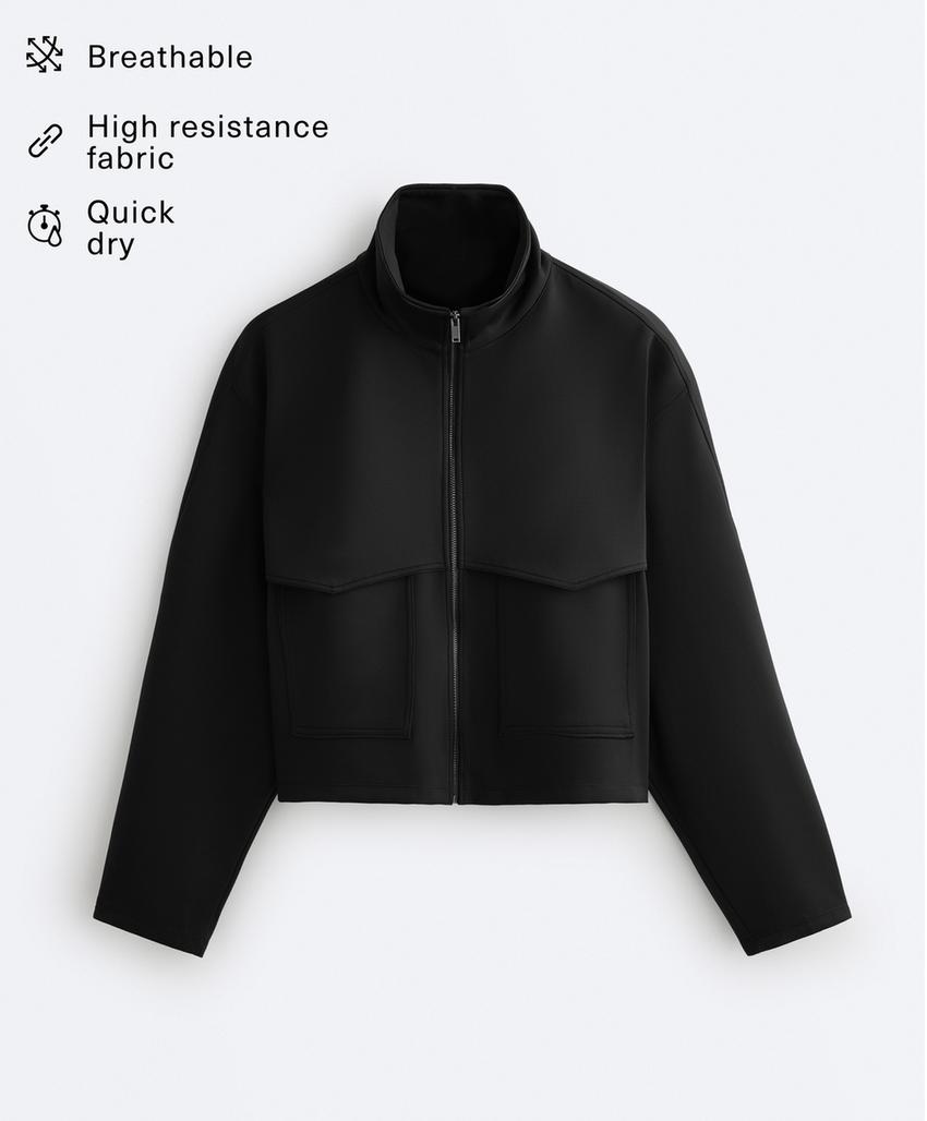 Куртка прямого кроя в неопреновом стиле