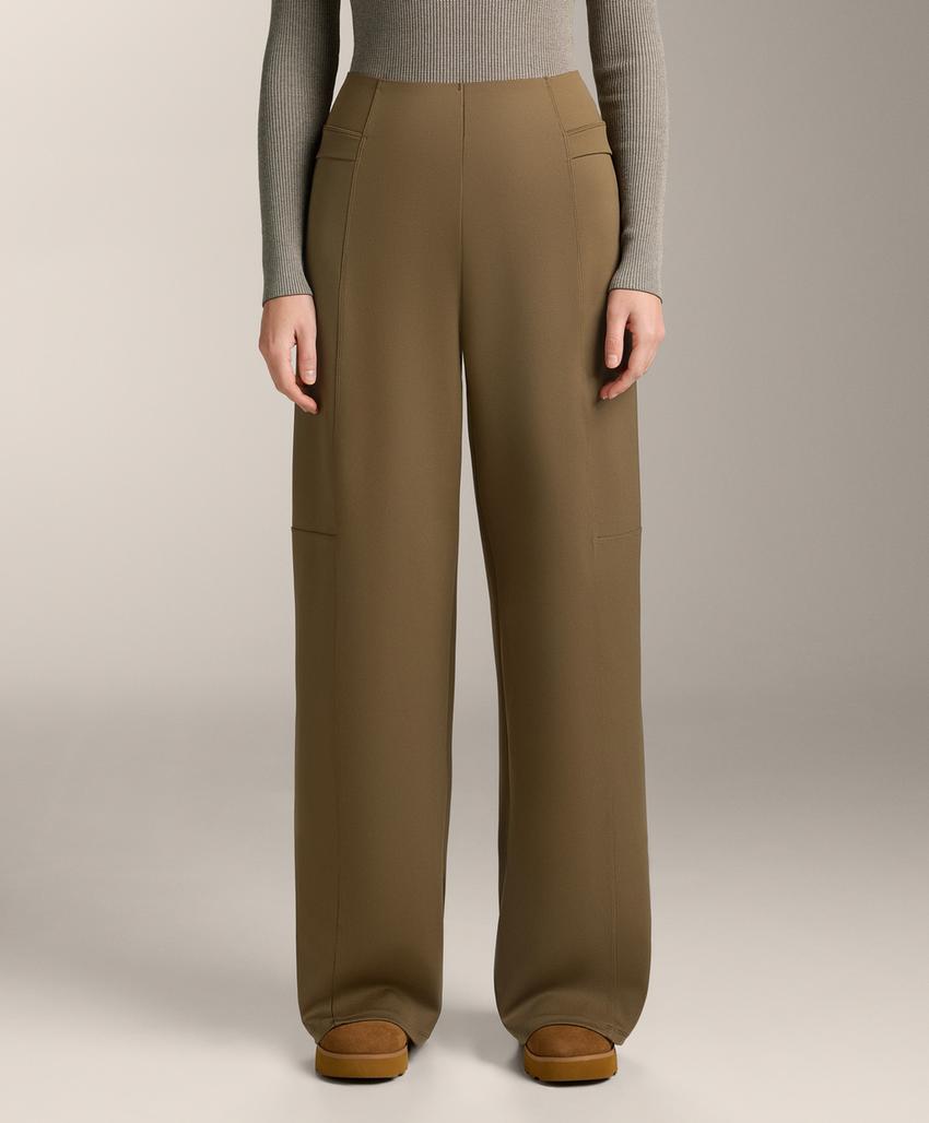 Брюки с завышенной талией в неопреновом стиле прямого кроя