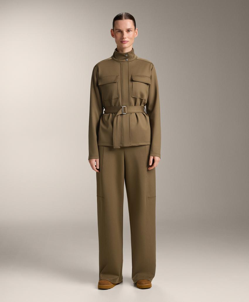 Брюки с завышенной талией в неопреновом стиле прямого кроя