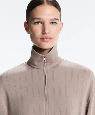 SOFT-TOUCH MODAL JACKET WITH ADJUSTABLE WAIST AND HIGH COLLAR- Заказать в России