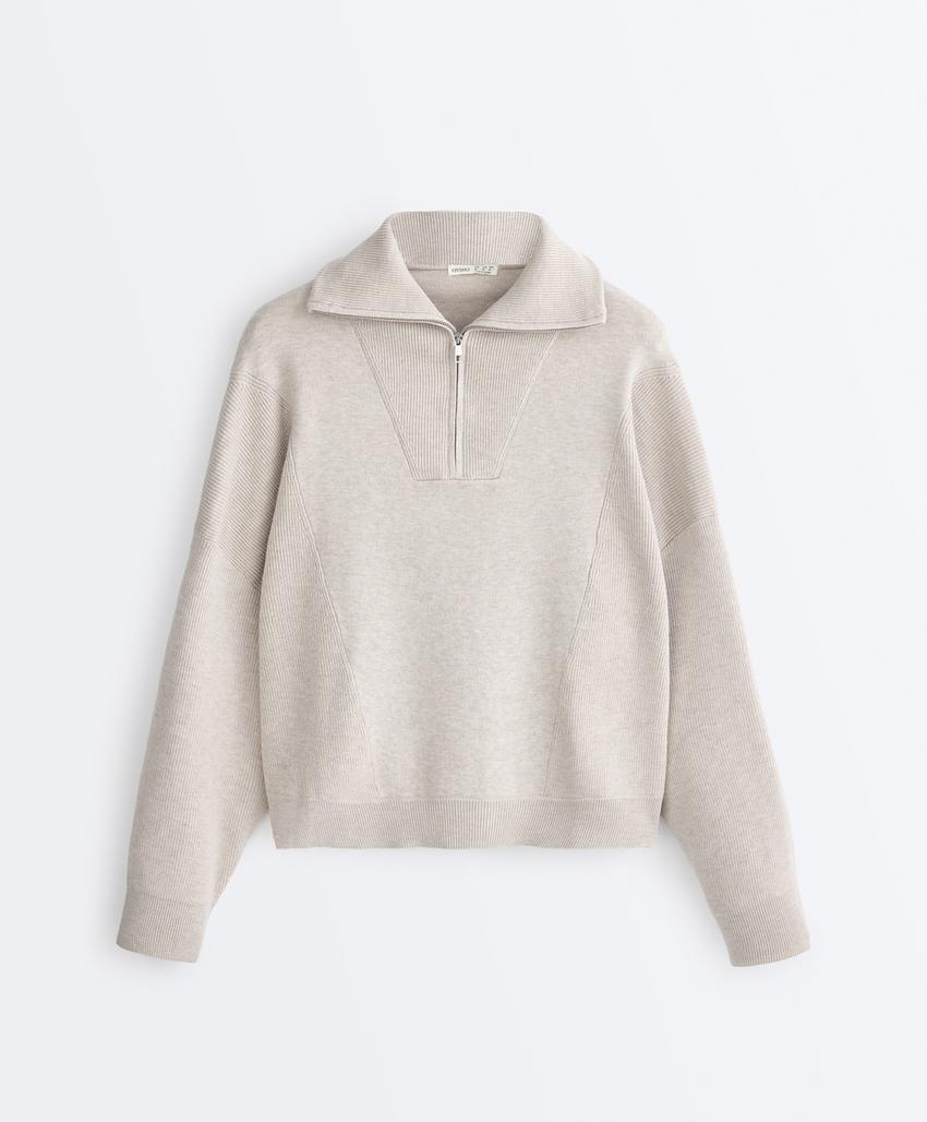 Вязаный свитер с высоким воротником и деталями Rib