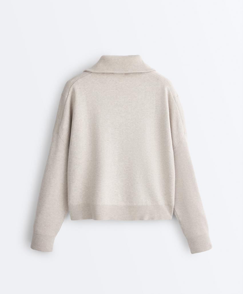 Вязаный свитер с высоким воротником и деталями Rib