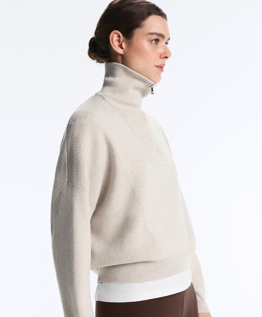 Вязаный свитер с высоким воротником и деталями Rib