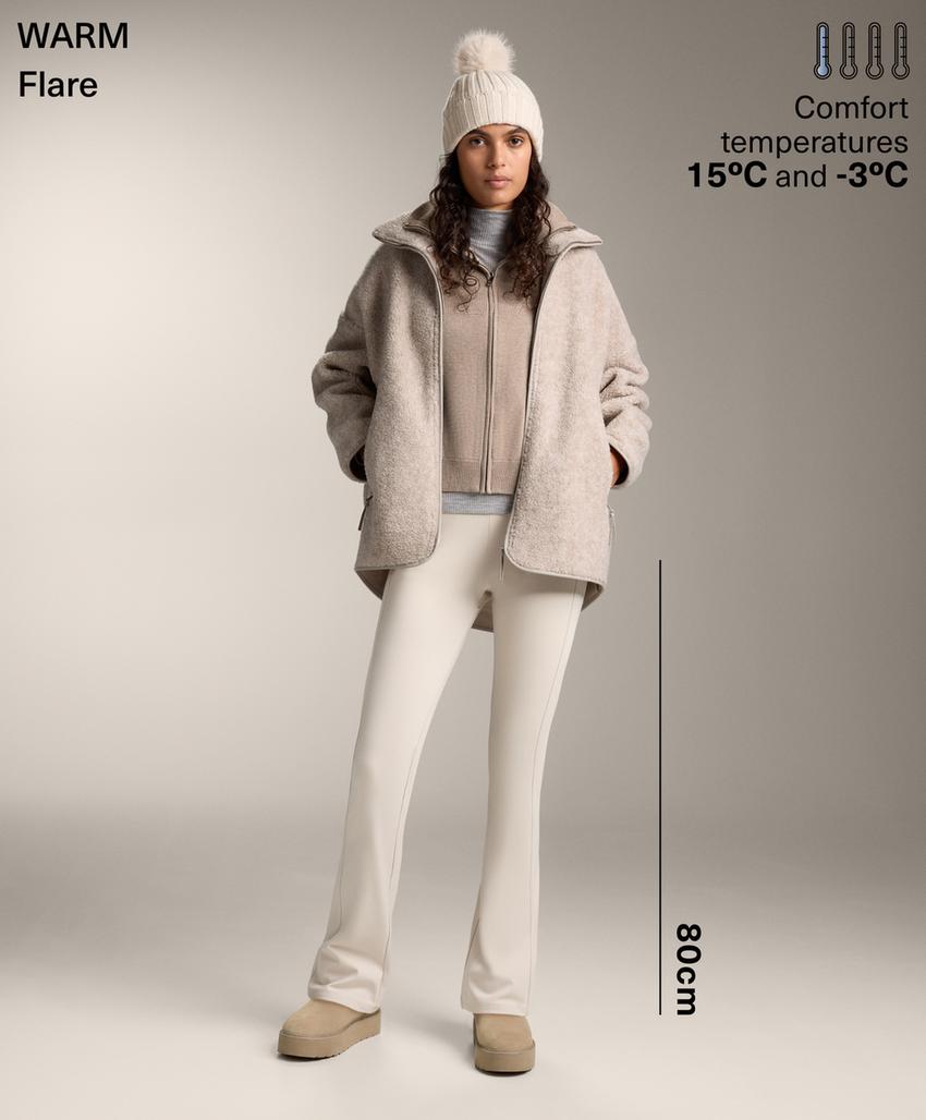 Теплые брюки с высокой посадкой и широкими штанинами и карманами