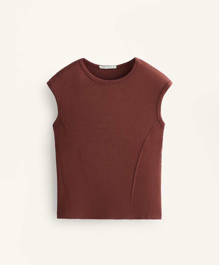 Футболка с короткими рукавами из ребристого хлопка и модала