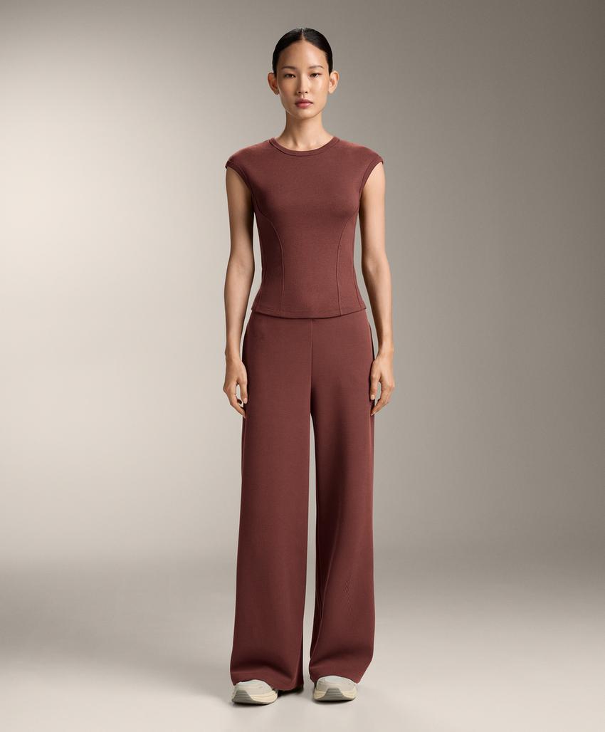 Футболка с короткими рукавами из ребристого хлопка и модала