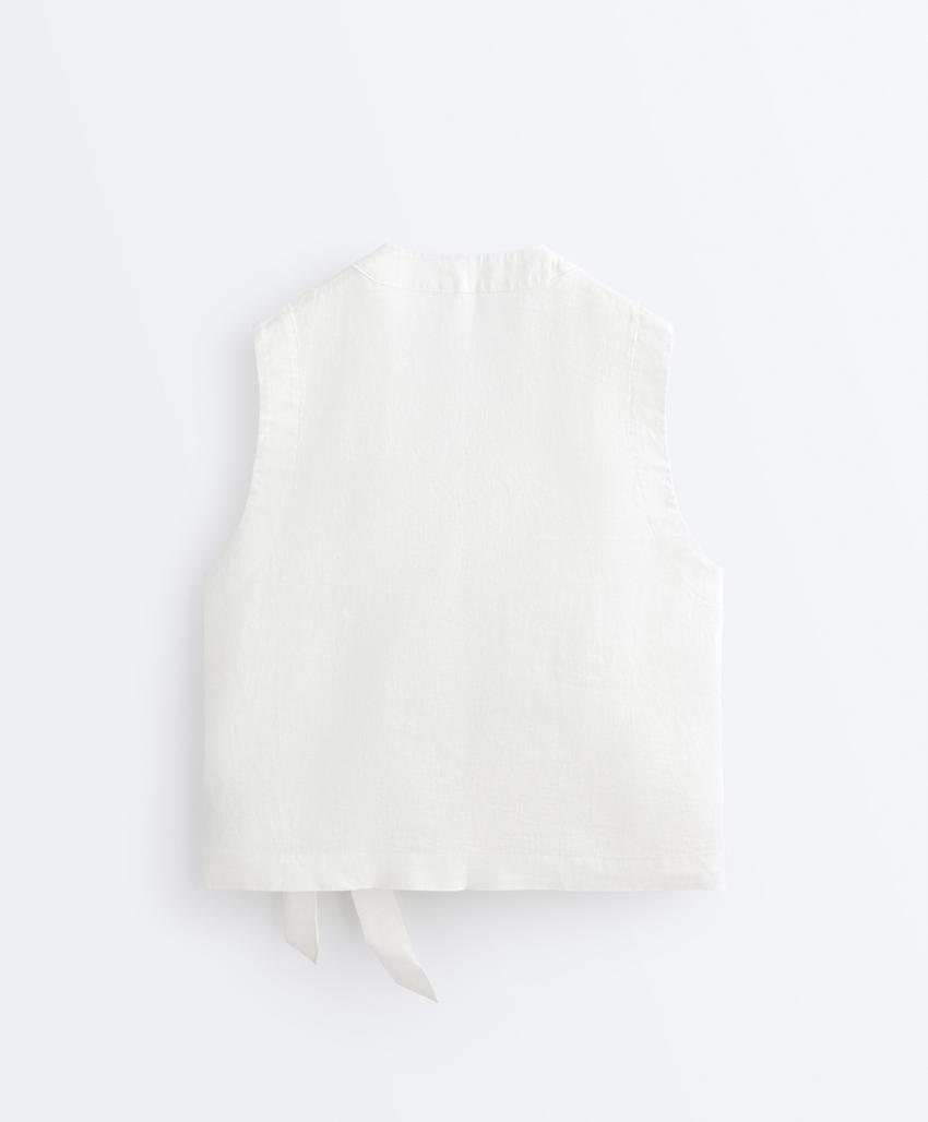 Топ из 100% льна с перекрестным дизайном и завязками