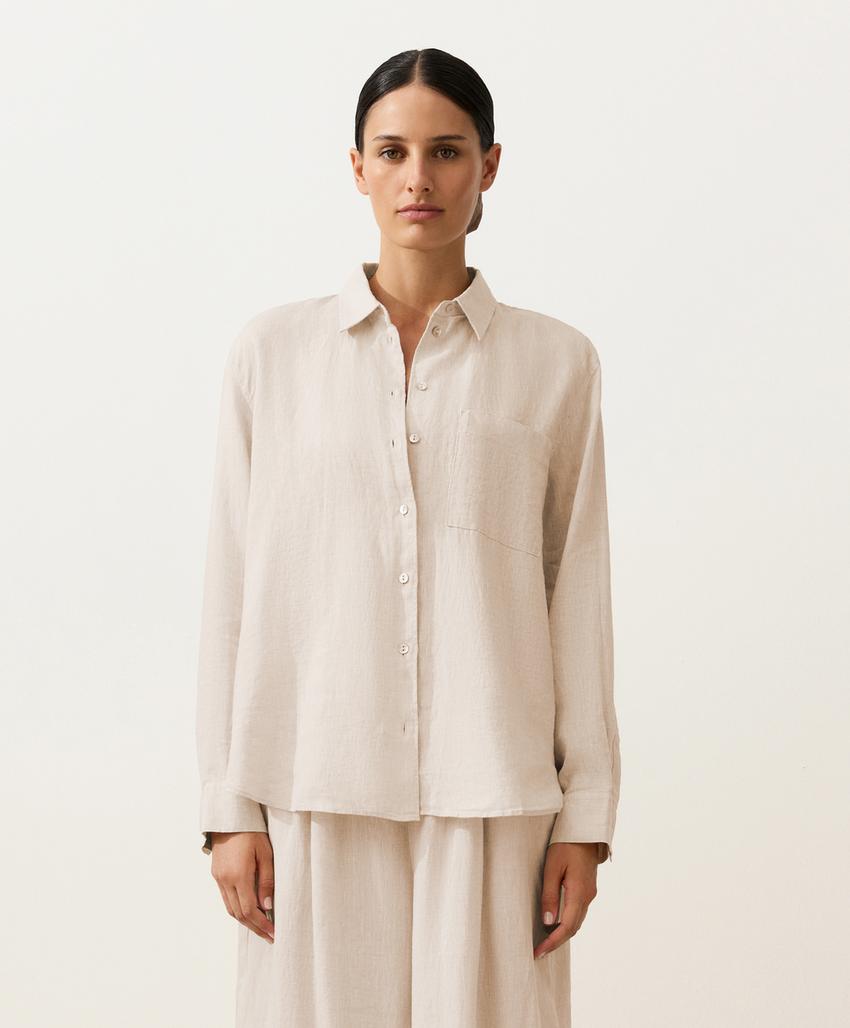 Рубашка из 100% льна в свободном стиле