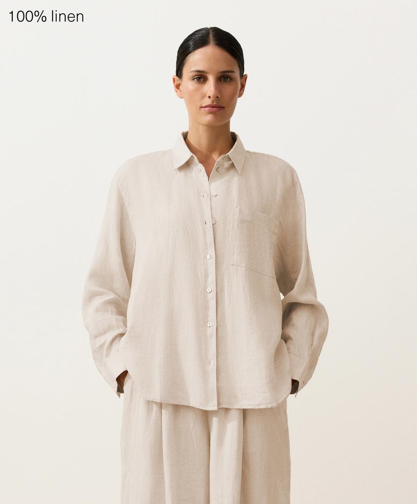 Рубашка из 100% льна в свободном стиле
