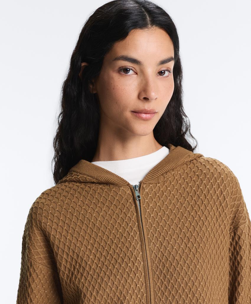 Структурированная вязаная куртка с капюшоном