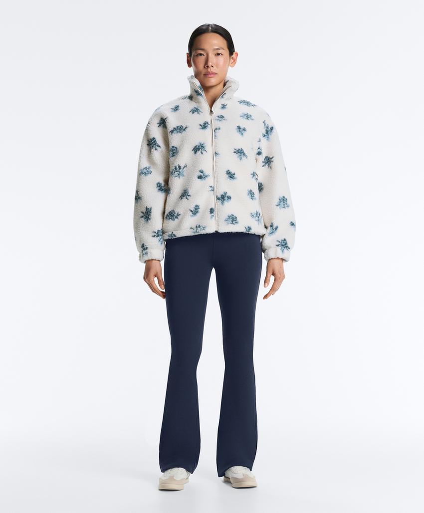 Куртка с подкладкой из меха стриженной овцы с цветочным узором