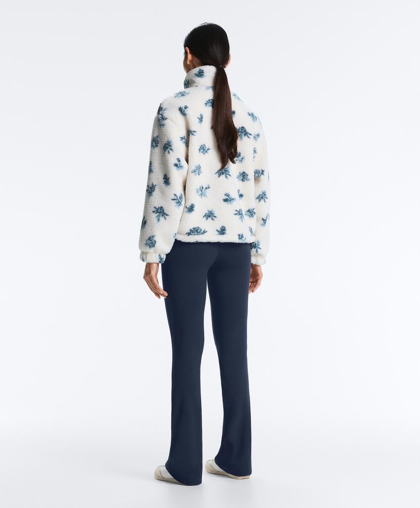 Куртка с подкладкой из меха стриженной овцы с цветочным узором