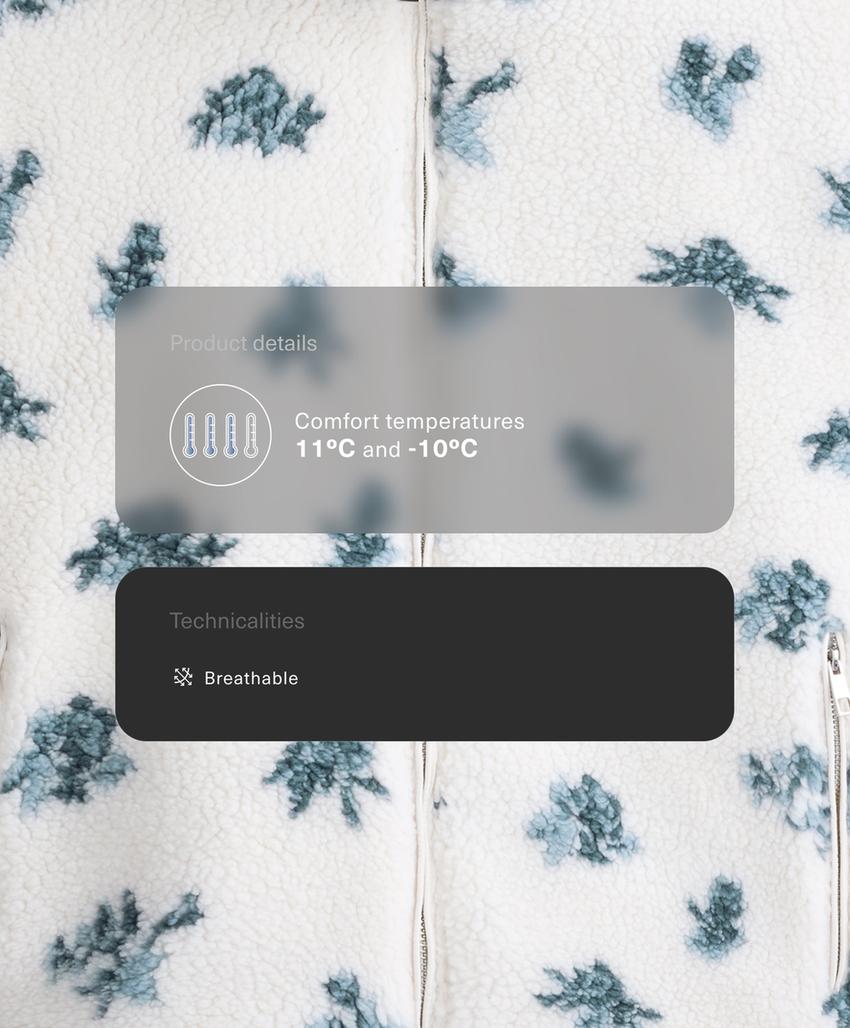 Куртка с подкладкой из меха стриженной овцы с цветочным узором