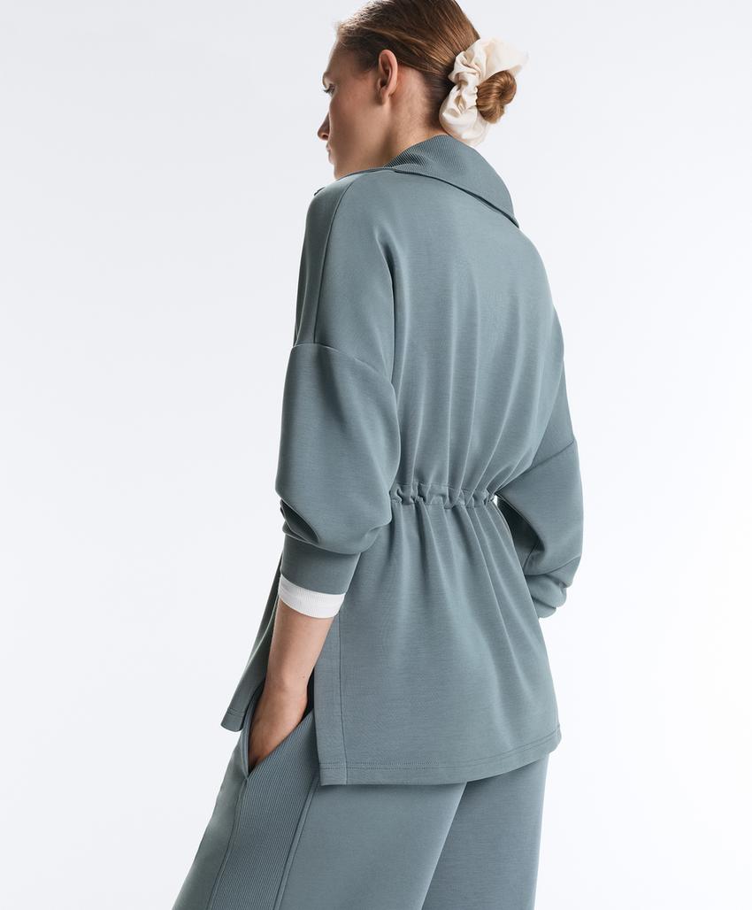 Толстовка с застежкой на половину с мягким модальным каскем