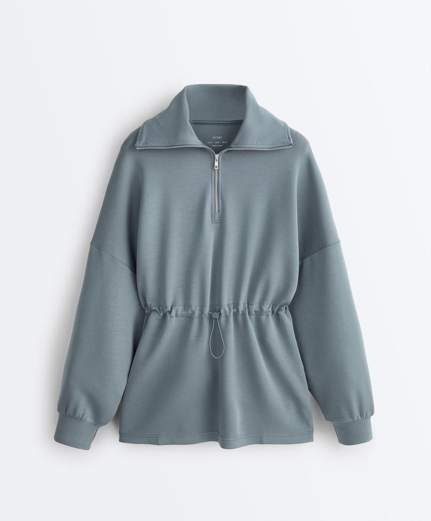 Толстовка с застежкой на половину с мягким модальным каскем