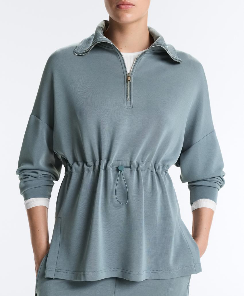 Толстовка с застежкой на половину с мягким модальным каскем