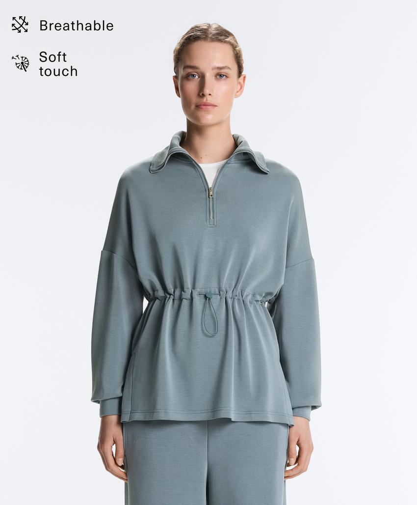 Толстовка с застежкой на половину с мягким модальным каскем