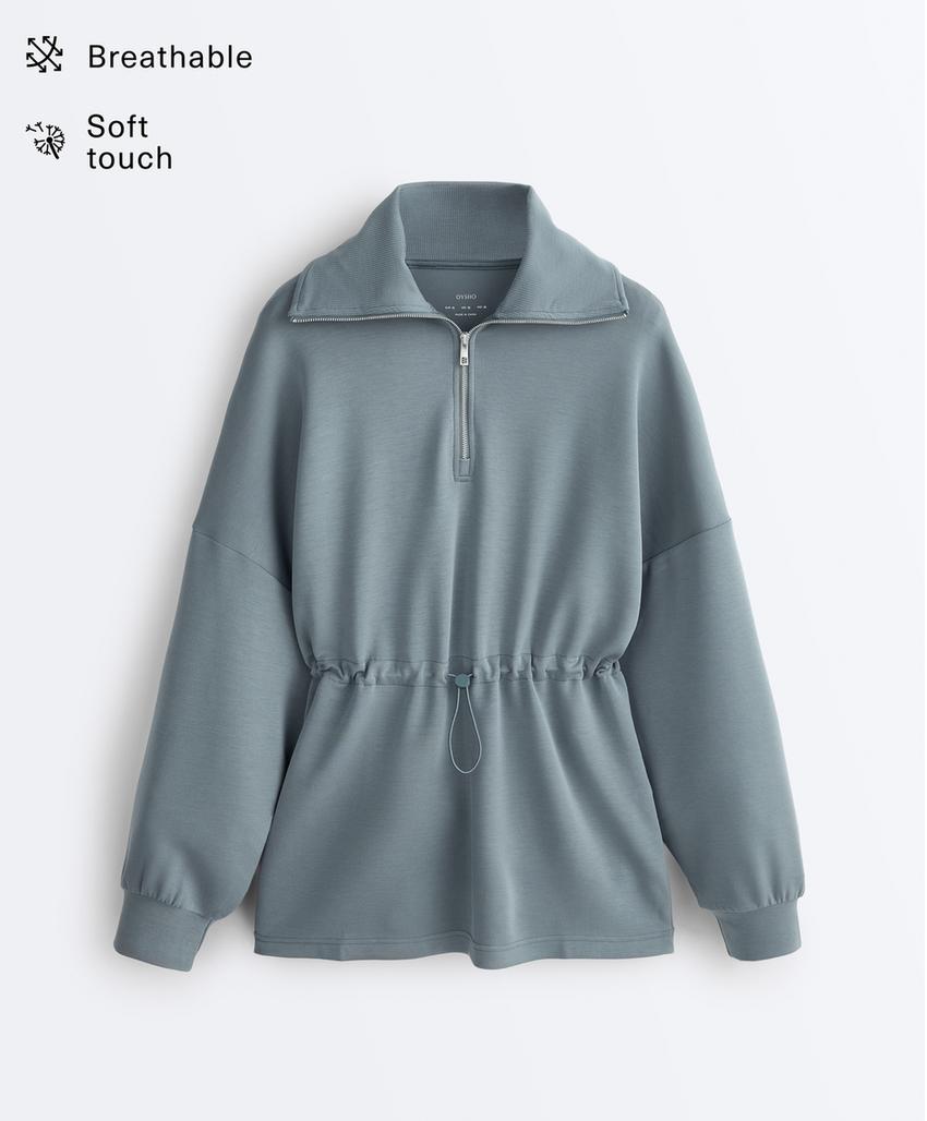 Толстовка с застежкой на половину с мягким модальным каскем